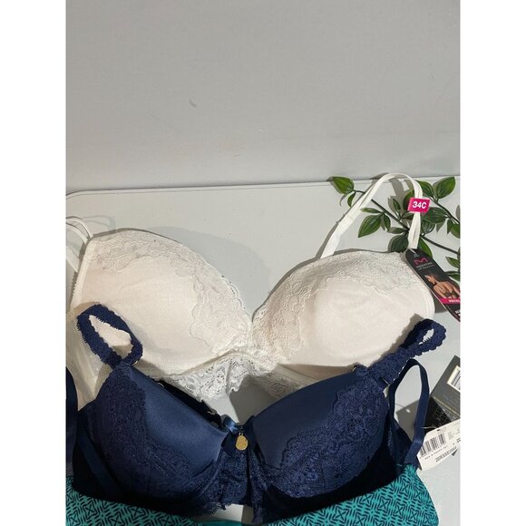 Womens 34C Bra Set Of 4 Multicolor Lace & Patterned Designs - Picture 5 of 8